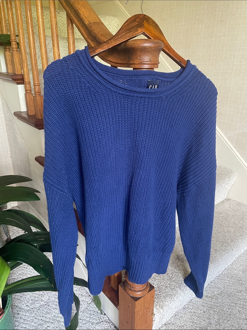 GAP Navy Blue Textured Crew Sweater